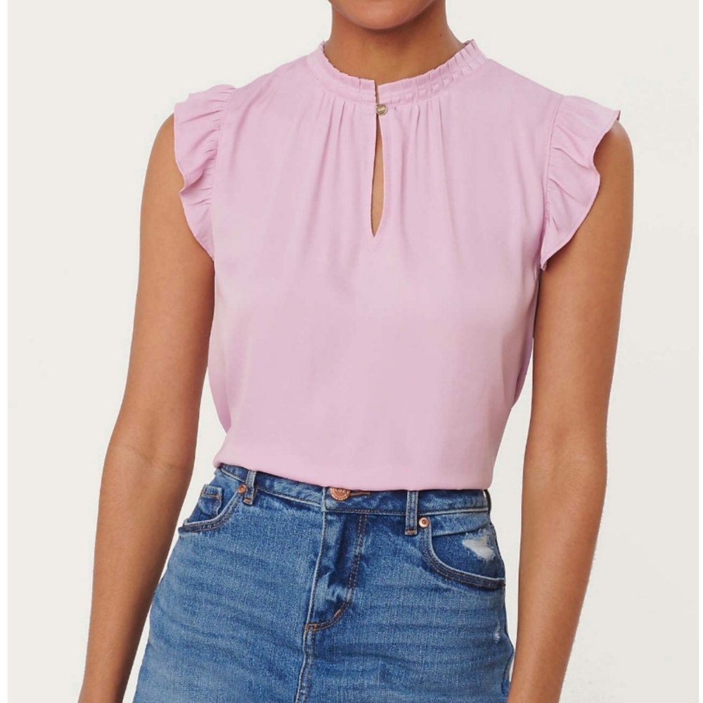 Loft Ruffle Split Neck Top - Picture 4 of 7